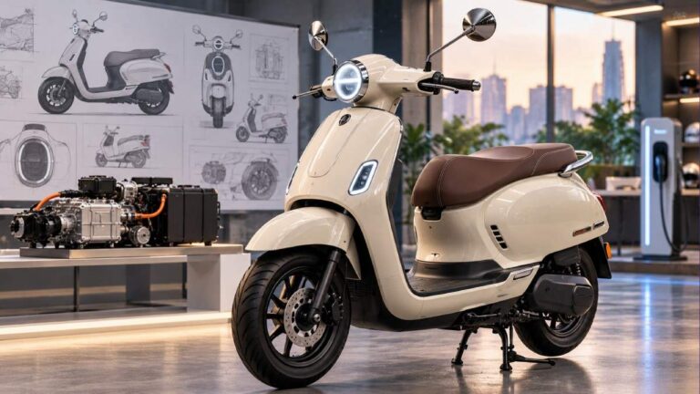 Ilustrasi motor REEV bergaya retro yang mencerminkan pengembangan kendaraan roda dua elektrifikasi. (Ilustrasi AI: Nihon.id)