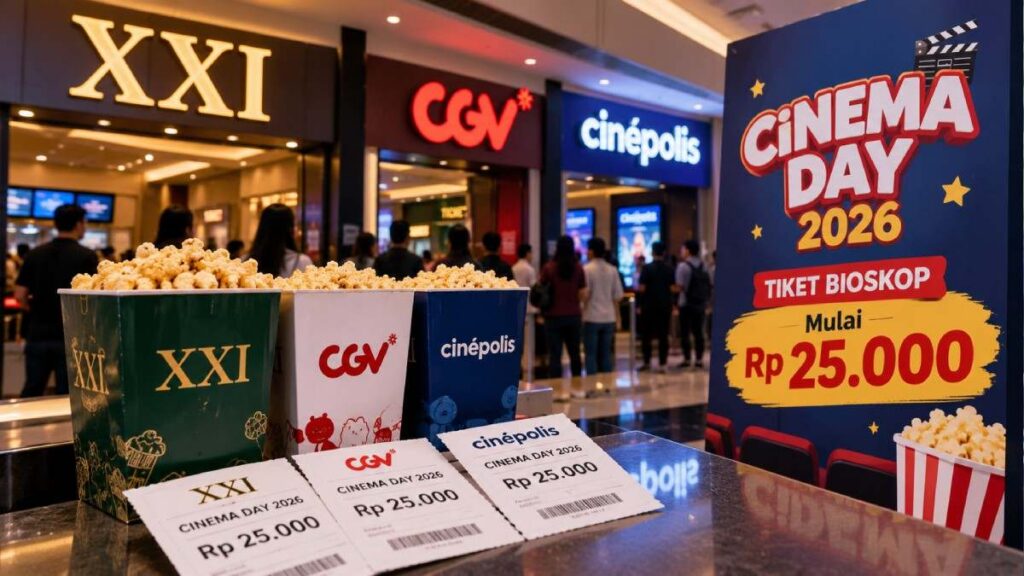 Cinema Day 2026 Digelar Hari Ini, Tiket Bioskop XXI, CGV, dan Cinepolis Maksimal Rp25.000
